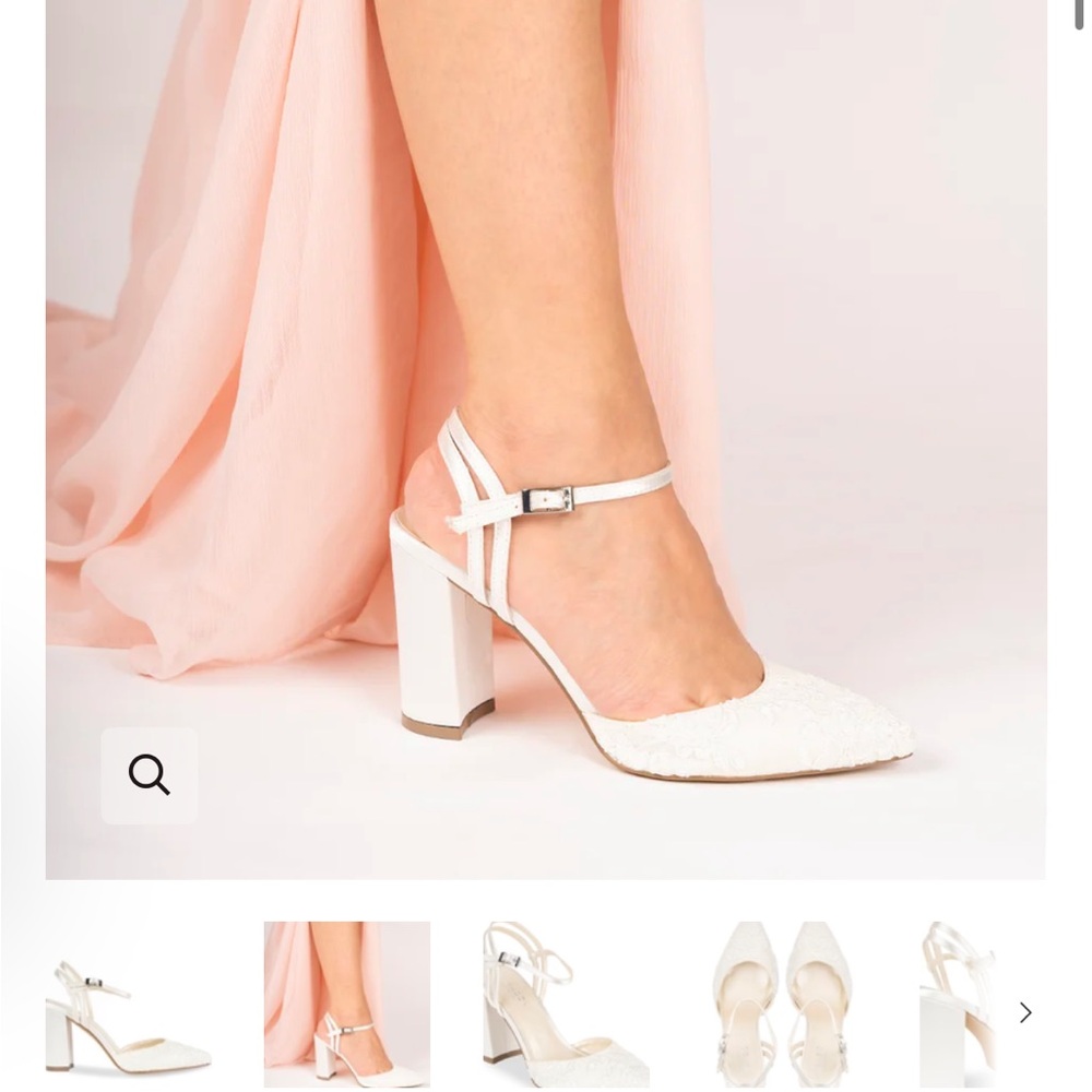 Paradox London Fauna Ivory Satin and Lace High Block Heels